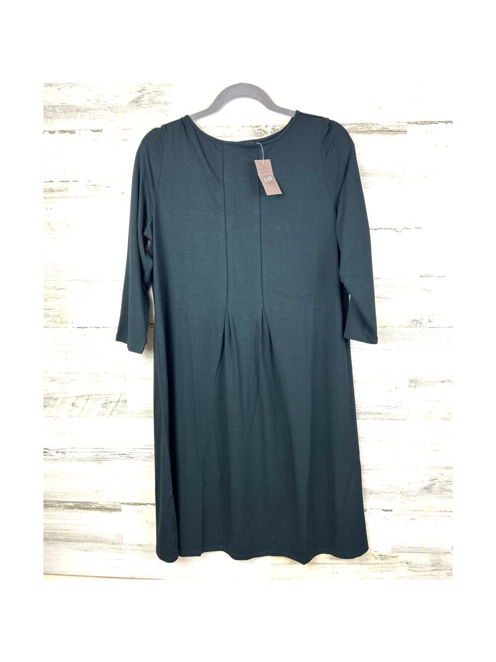 J Jill Wearever Womens M Black Boat Neck 3/4 Sleeve Jersey Knit Midi Dress NEW